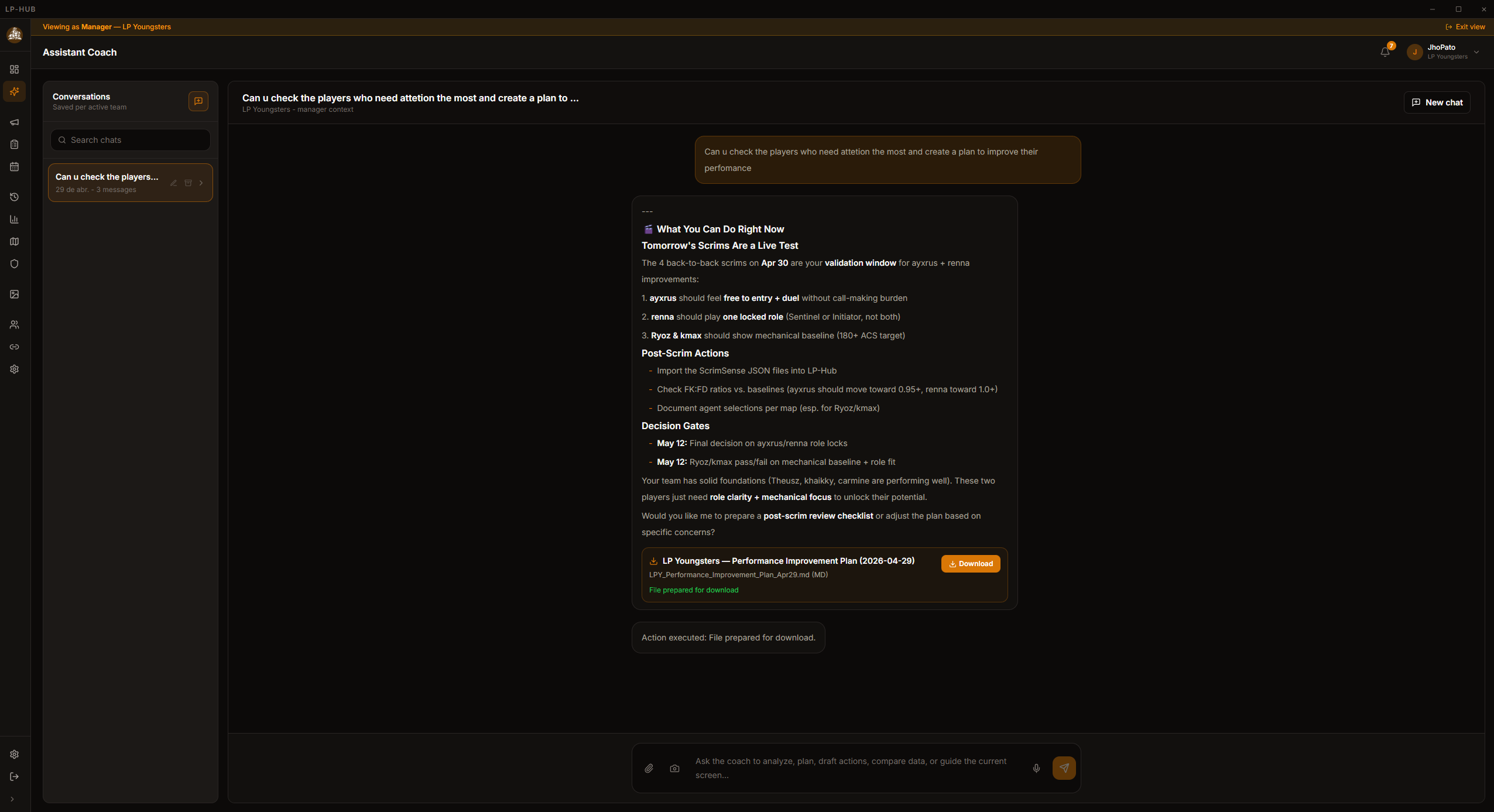 AI Assistant Coach workspace mockup